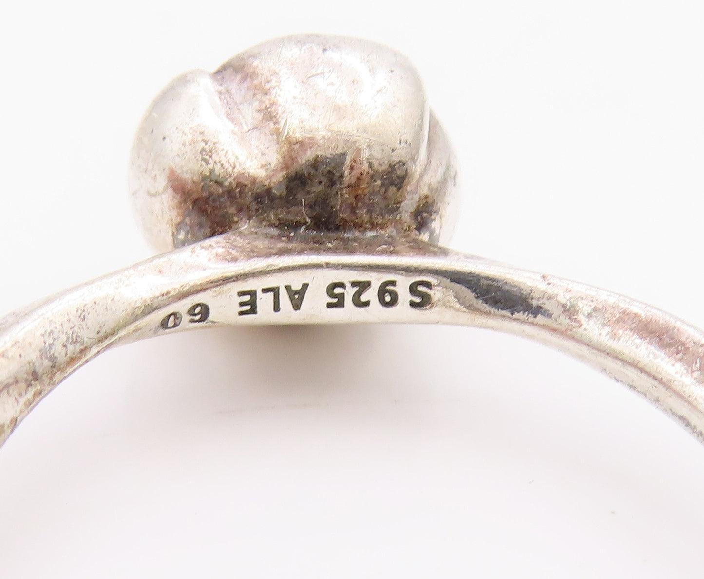 925 Sterling Silver Vintage Ring PANDORA Elegant Pearl Rose Band Sz 9.5 RG36286