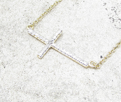 Gold Over 925 Sterling Silver Genuine Diamond Cross Chain Necklace PT1313