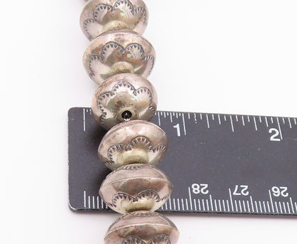 925 Sterling Silver Vintage Necklace FLOYD LANER NAVAJO Etched Bead Chain NE4943