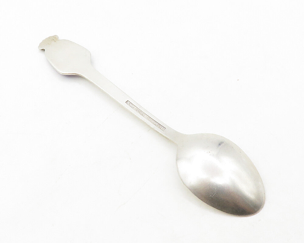DENMARK 925 Sterling Silver  Vintage Blue Enamel Souvenir Tea Spoon  TR1971