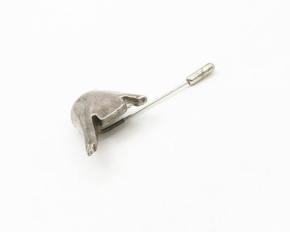 925 Sterling Silver  Vintage Dark Tone Hollow Fish Motif Fur Pin  TR2321