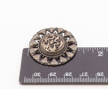 925 Sterling Silver  Vintage Antique Oxidized Round Floral Brooch Pin  BP3520