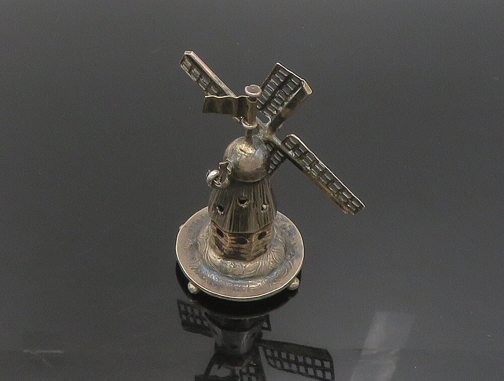 925 Sterling Silver  Vintage Hollow Windmill Trinket (SPINS)  TR3277