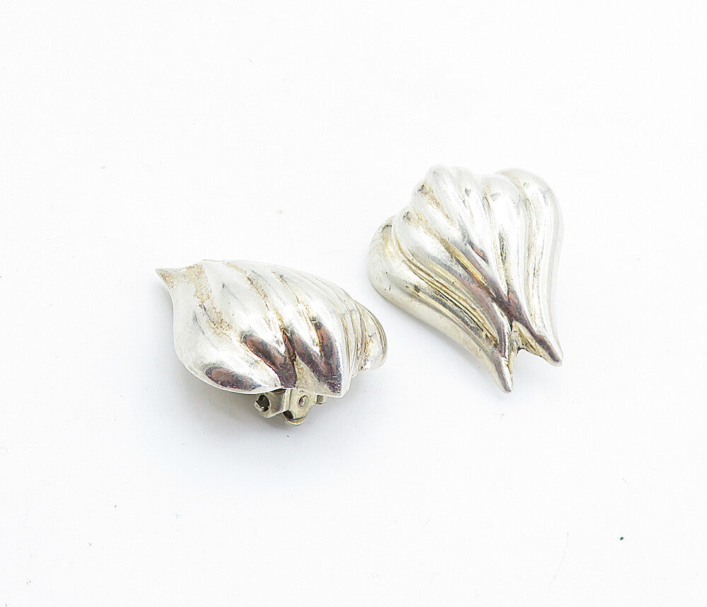 MEXICO 925 Silver  Vintage Hollow Floral Design Non Pierce Earrings  EG2872