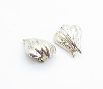 MEXICO 925 Silver  Vintage Hollow Floral Design Non Pierce Earrings  EG2872