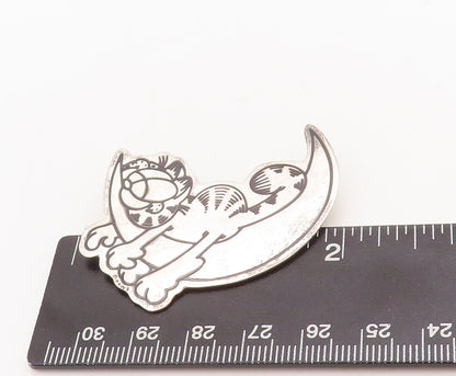 925 Sterling Silver Vintage Brooch Pin MEXICO Etched Lazy Cartoon Cat  BP11061