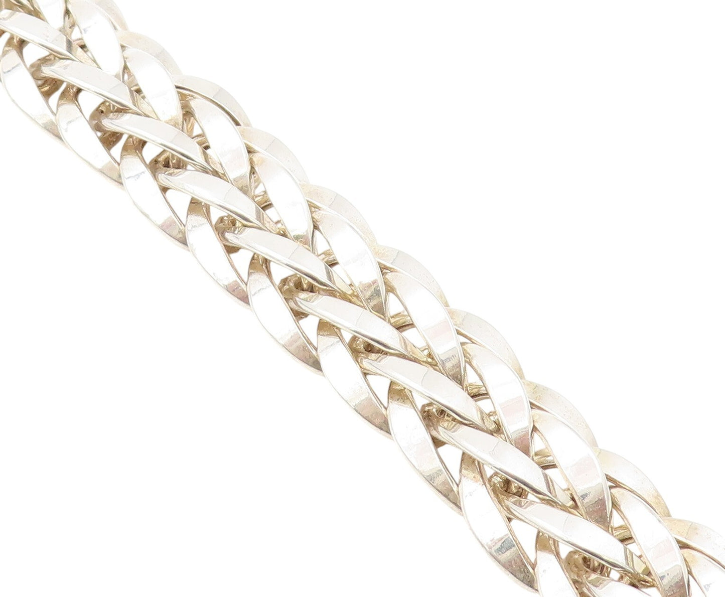 925 Sterling Silver Vintage Bracelet Broad Designer Breaded Band BT11133