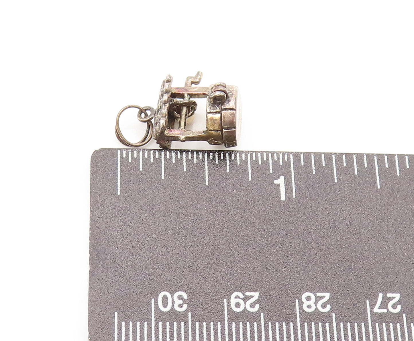 925 Sterling Silver  Vintage Mini 3D Carved Water Well Pendant  PT22230