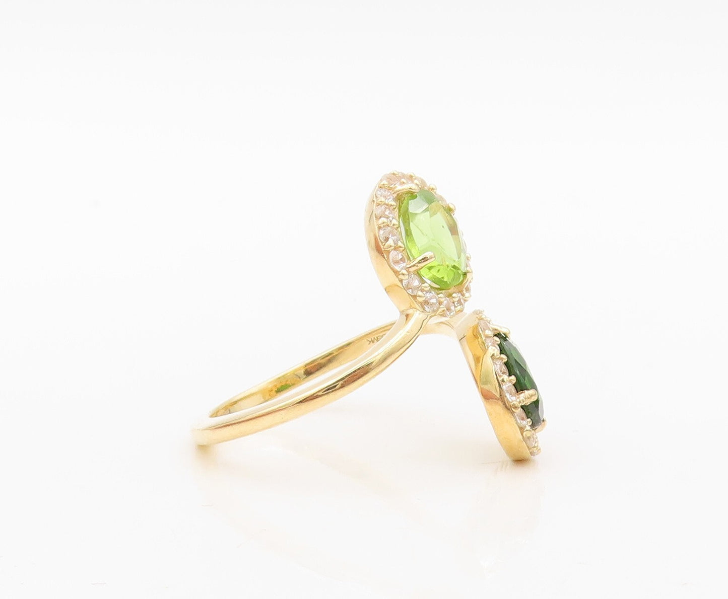 925 Sterling Silver Vintage Ring Gold Plated Bypass 2 Tone CZ  Sz 9.5 RG30479