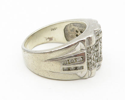 925 Sterling Silver  Vintage Topaz Tapered Large Band Ring Sz 11.5  RG11148