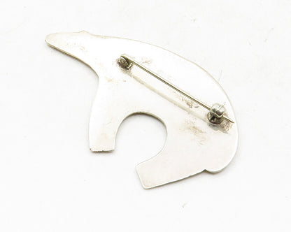 NAVAJO 925 Sterling Silver Vintage Raised Arrow Bear Shiny Brooch Pin BP4733