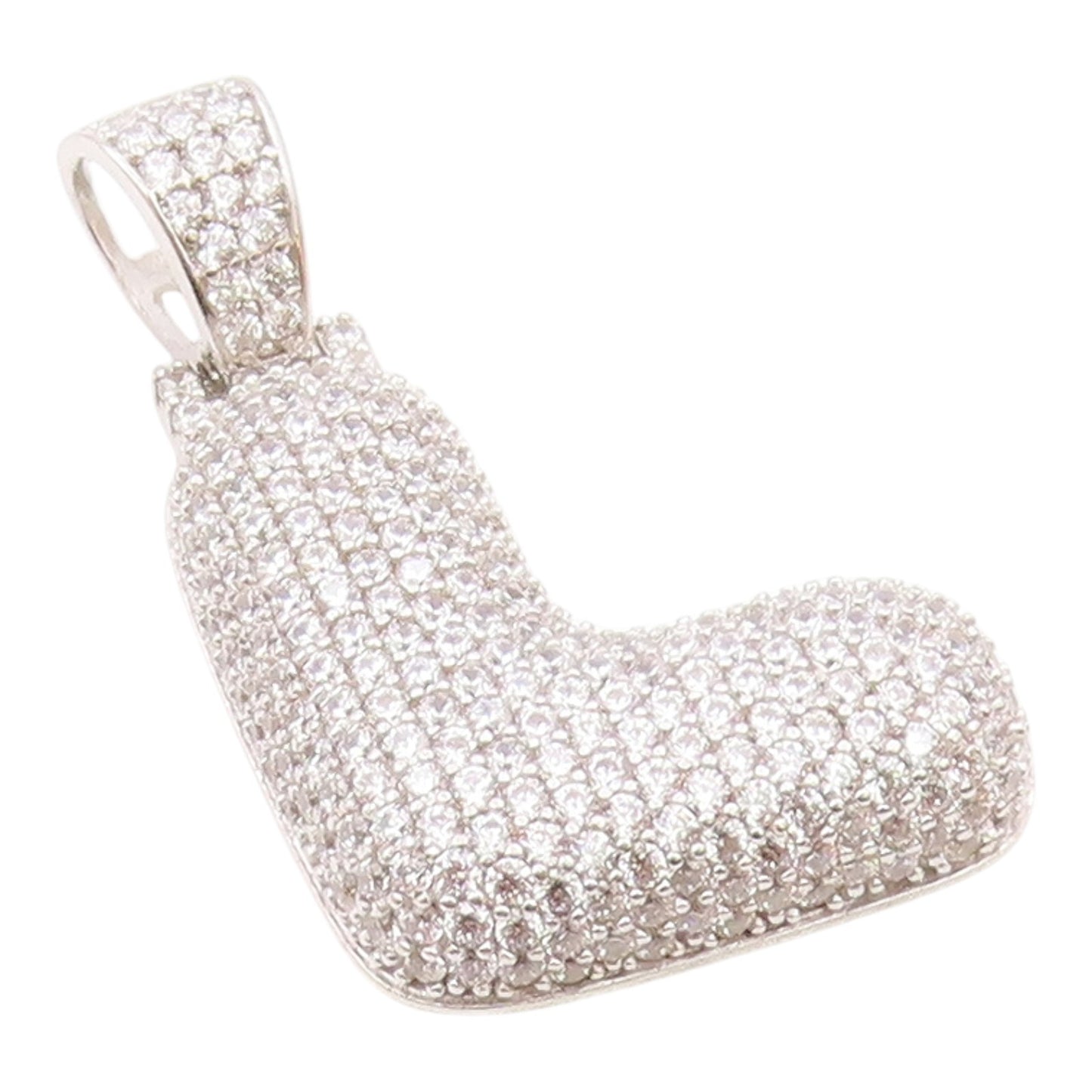 925 Sterling Silver  Vintage Cubic Zirconia Letter L Initial Pendant  PT18063
