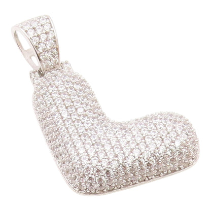 925 Sterling Silver  Vintage Cubic Zirconia Letter L Initial Pendant  PT18063