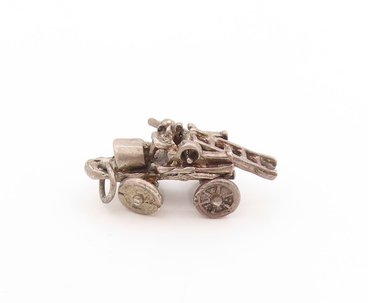 925 Sterling Silver Vintage Pendant Dark Tone Retro Steamroller MOVES  PT25022
