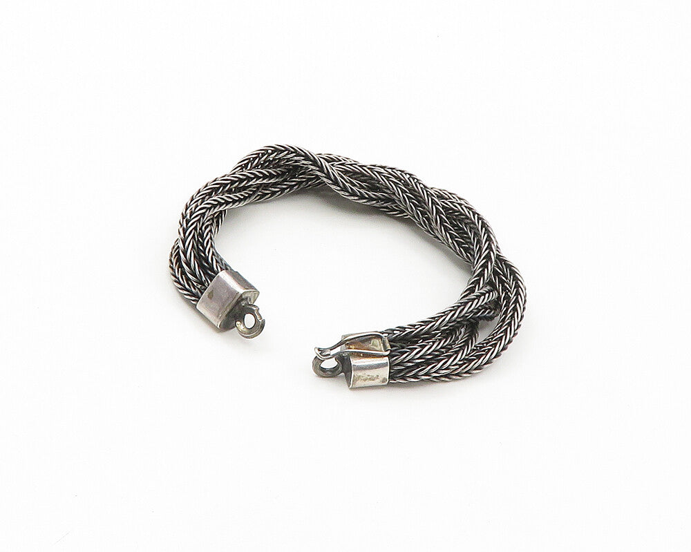 MIDDLE EAST 925 Sterling Silver Vintage Multi Strand Wheat Chain Bracelet BT6965