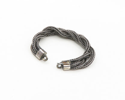 MIDDLE EAST 925 Sterling Silver Vintage Multi Strand Wheat Chain Bracelet BT6965