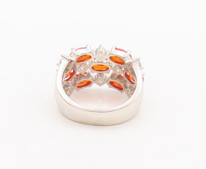 925 Sterling Silver Vintage Ring Oval Cut Orange & Round CZ  Sz 7  RG29552