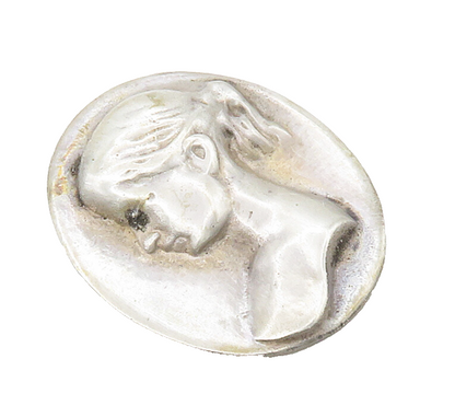925 Sterling Silver  Vintage Modernist Woman Face Brooch Pin  BP6468