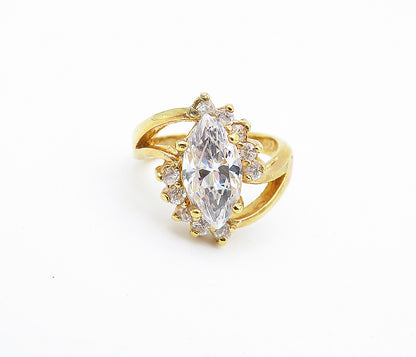 925 Sterling Silver  Cubic Zirconia Solitaire With Accents Ring Sz 5  RG7301