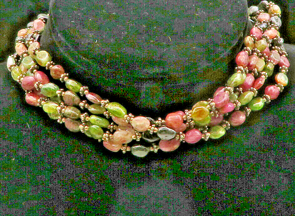 925 Silver  Vintage Black Onyx Quartz & Amethyst Beaded Chain Necklace  NE2262