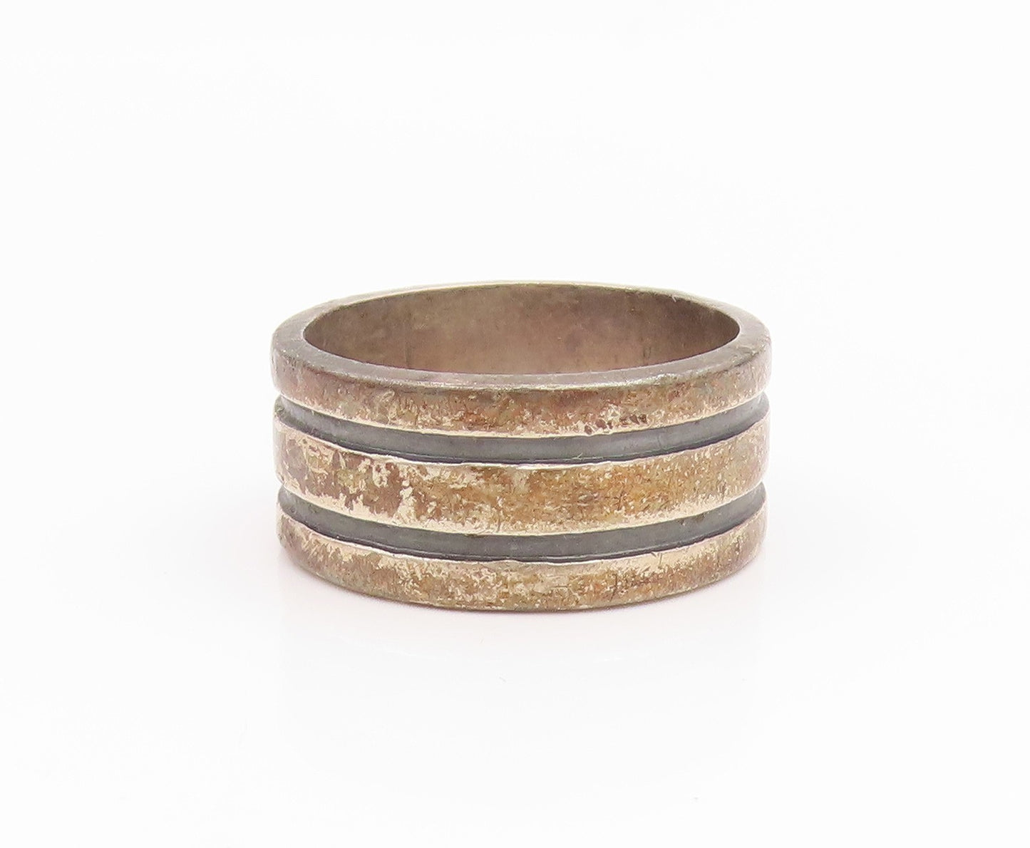 925 Sterling Silver Vintage Ring ART'S ELEGANCE Ribbed Band  Sz 8.5  RG35323