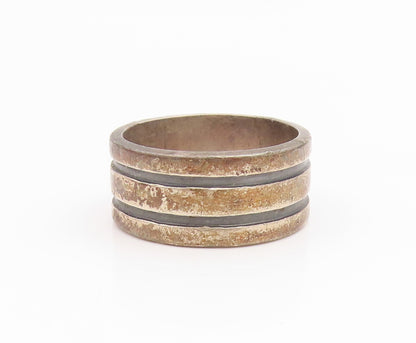 925 Sterling Silver Vintage Ring ART'S ELEGANCE Ribbed Band  Sz 8.5  RG35323