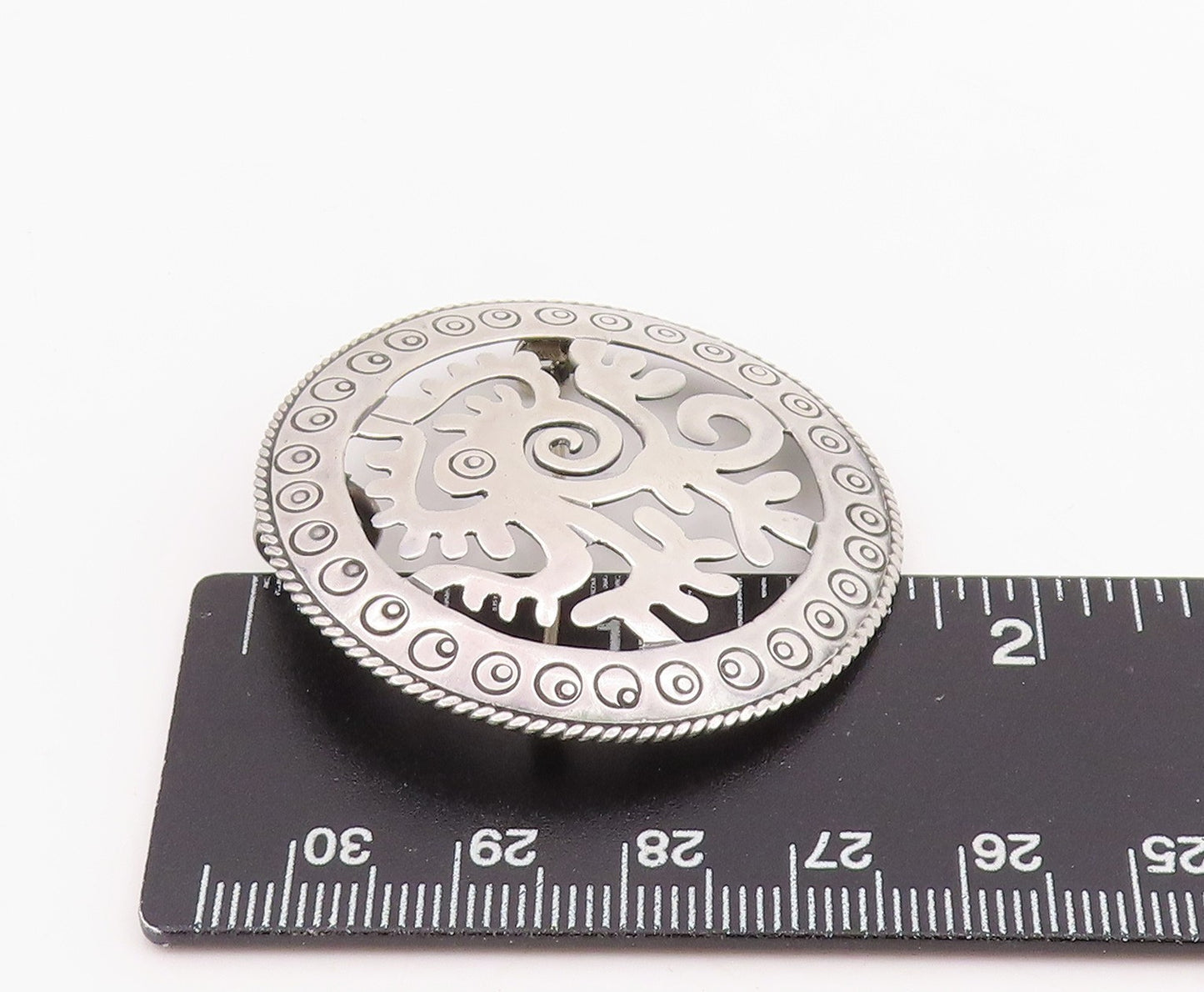 925 Sterling Silver Vintage Brooch Pin MEXICO Etched Tribal Bird Cutout  BP12291