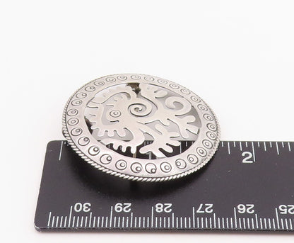 925 Sterling Silver Vintage Brooch Pin MEXICO Etched Tribal Bird Cutout  BP12291