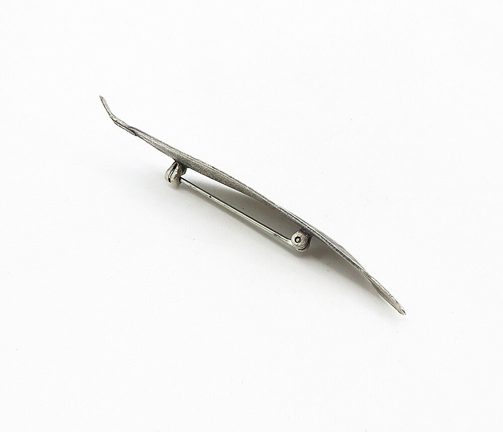 BEAU 925 Sterling Silver Vintage Oxidized Single Feather Brooch Pin BP3124