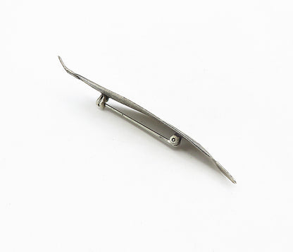 BEAU 925 Sterling Silver Vintage Oxidized Single Feather Brooch Pin BP3124