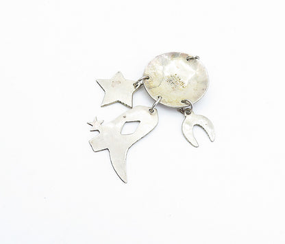 MEXICO 925 Sterling Silver  Vintage Two Tone Star Cowboy Boot Pendant  PT2723