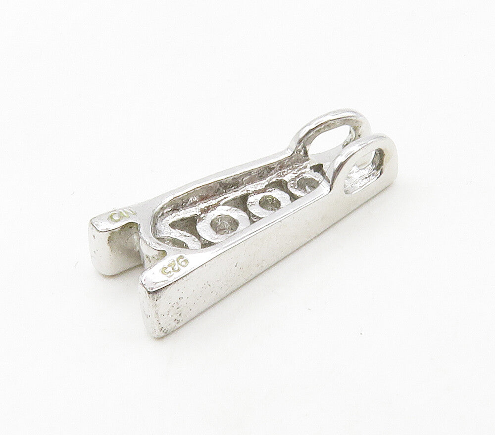 925 Sterling Silver  Shiny Genuine Diamonds Graduated Pendant  PT12992