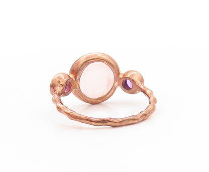 925 Sterling Silver Vintage Ring Rose Gold Plated Amethyst Gemstone Sz 6 RG32820