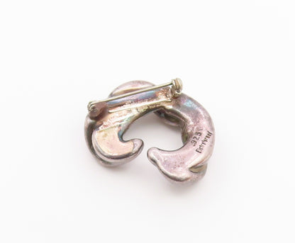 DESIGNER 925 Sterling Silver  Vintage Dark Tone Hollow Brooch Pin  BP8095