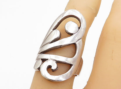 925 Sterling Silver  Vintage Shiny Open Swirl Design Band Ring Sz 7  RG5002