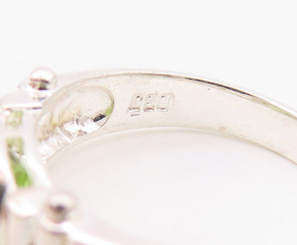 925 Sterling Silver Vintage Ring Hinged Oval Cut Peridot  Sz 7.5  RG31133