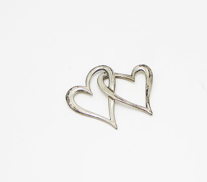 925 Sterling Silver  Vintage Interlocked Love Hearts Slider Pendant  PT2376