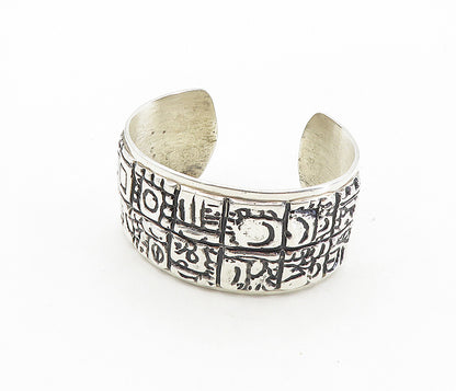 925 Sterling Silver  Vintage Antique Chiseled Pattern Cuff Bracelet  BT3965