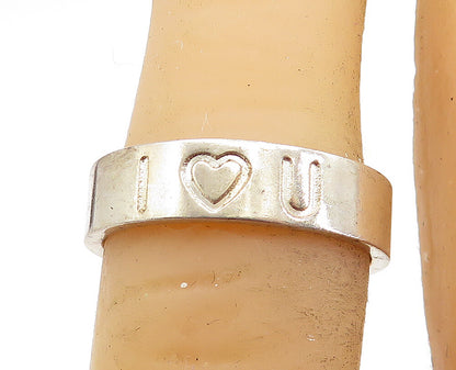 925 Sterling Silver  Vintage I Love You Stamped Round Band Ring Sz 6  RG7503