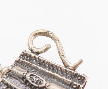 925 Sterling Silver Vintage Earrings Etched Miniature Tea Pot Dangles  EG13688
