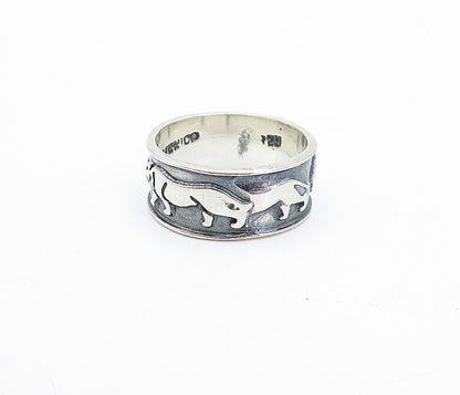 MEXICO 925 Sterling Silver  Vintage Oxidized Animal Band Ring Sz 6.5  RG3861