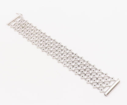 925 Sterling Silver Vintage Bracelet Large Square Net Effect CZ Inlay  BT10750