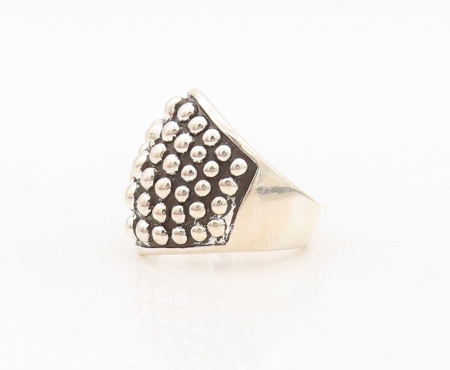 925 Sterling Silver Vintage Ring Solid Bead Design Carved  Sz 7  RG30470