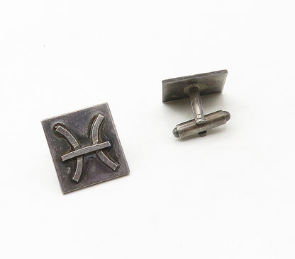 925 Sterling Silver  Vintage Handmade Oxidized Square Cuff Links  TR2299