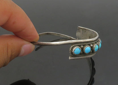 FA NAVAJO 925 Sterling Silver  Vintage Turquoise Oxidized Cuff Bracelet BT8504