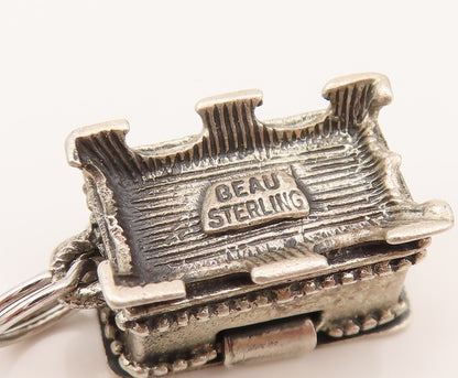 BEAU 925 Sterling Silver Vintage Hope Chest Charm Pendant Opens PT21993