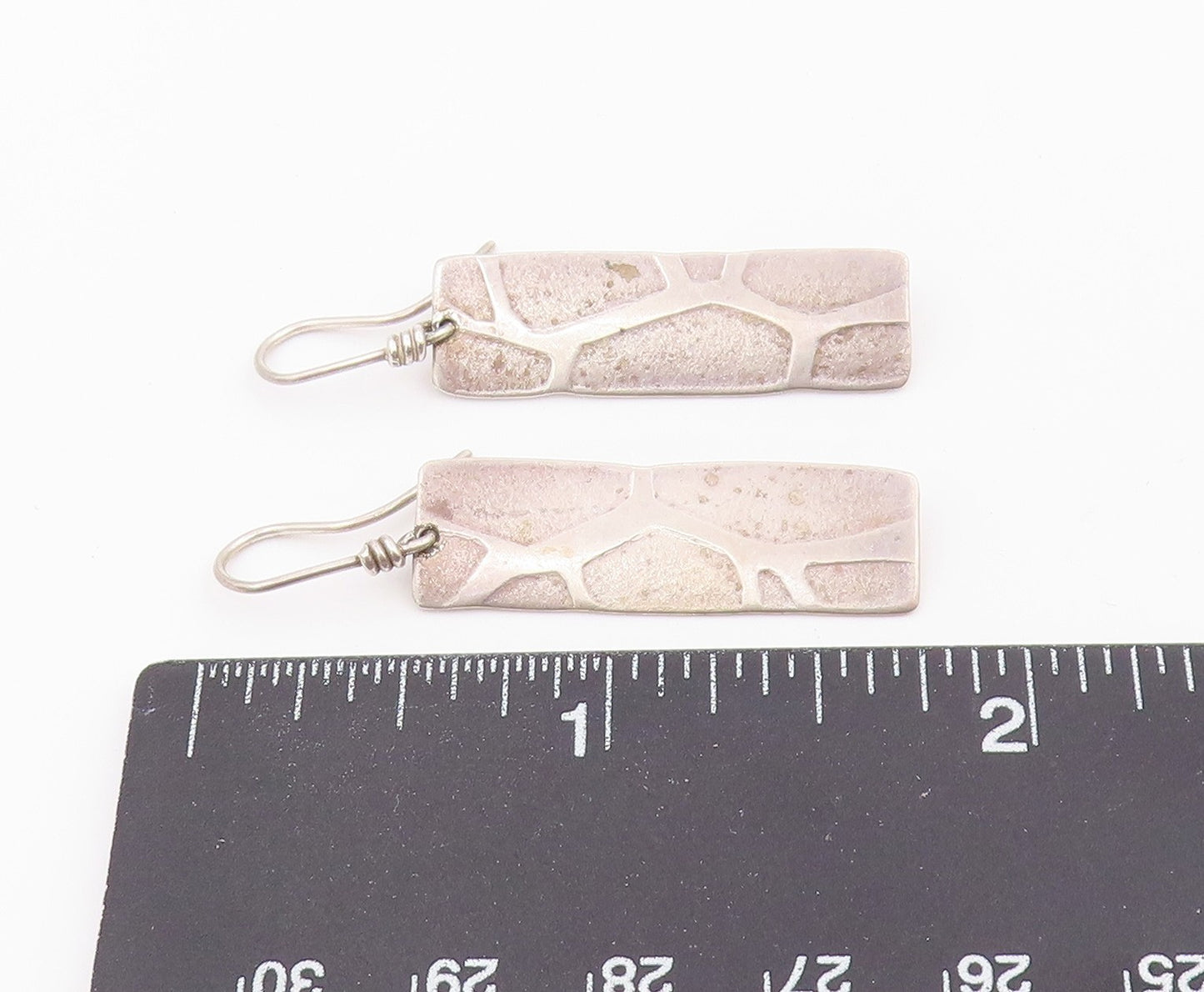 925 Sterling Silver Vintage Earrings Minimalist Rectangular Dangles  EG14470