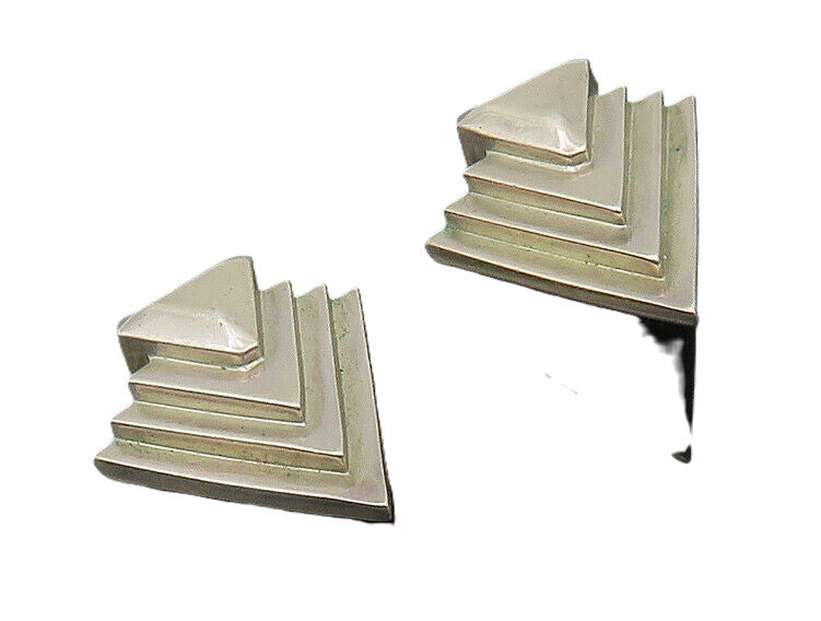 DND 925 Sterling Silver  Vintage Modernist Pointed Non Pierce Earrings  EG9069
