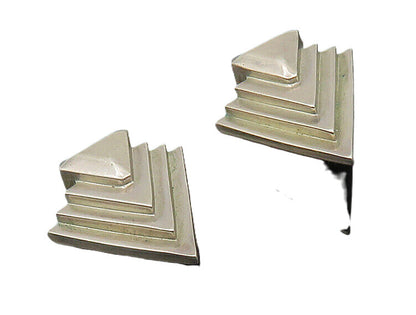 DND 925 Sterling Silver  Vintage Modernist Pointed Non Pierce Earrings  EG9069