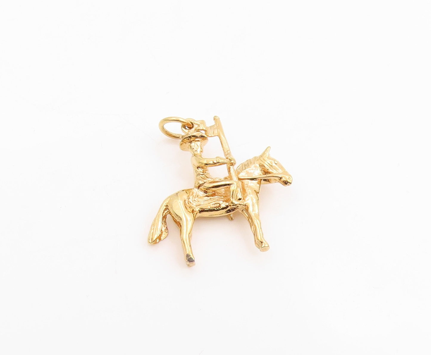 925 Sterling Silver Vintage Pendant Gold Plated Cavalry Soldier On Horse PT26071